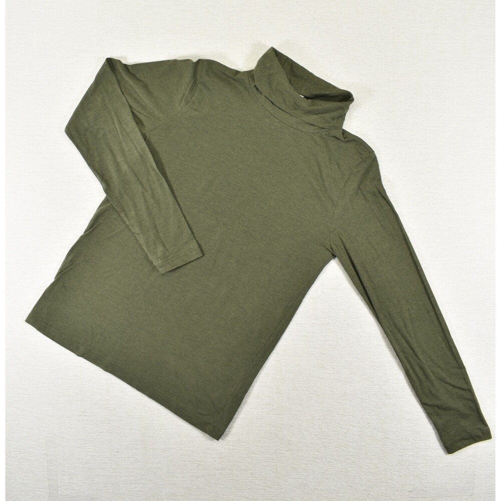 J.Crew Turtleneck Shirt XS Olive Green Long Sleeve Ribbed Pima Base Layer Top